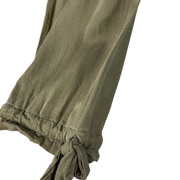 Lulus Small Sebastian Ankle Pants Elastic Drawstring Waist Pockets Olive Green - Picture 3 of 7